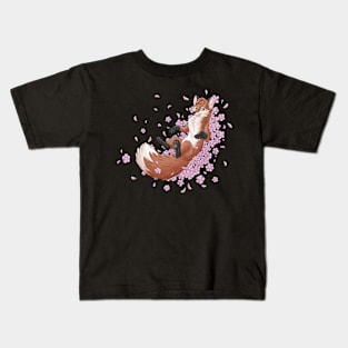 Flowers fox red fox Kids T-Shirt